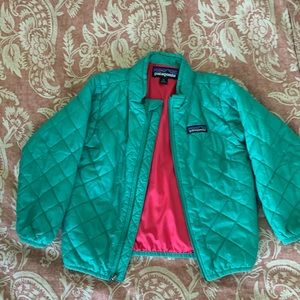 Patagonia toddler teal quilted jacket